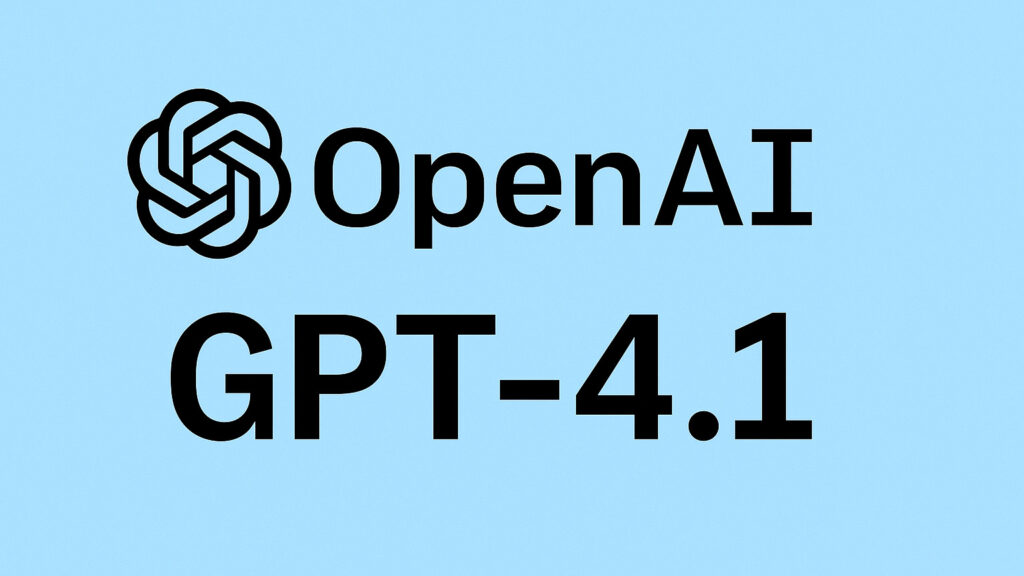 Logo OpenAI con la scritta GPT-4.1 su sfondo blu chiaro