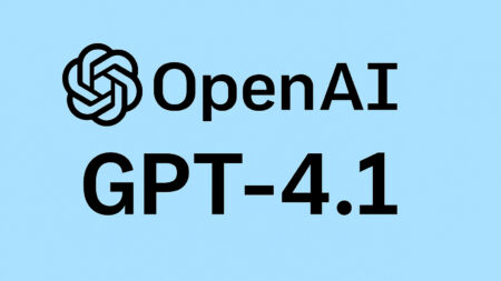 Logo OpenAI con la scritta GPT-4.1 su sfondo blu chiaro