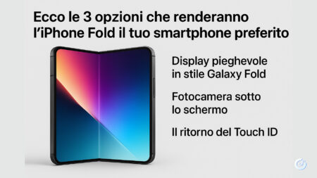 iPhone Fold aperto con schermo senza notch e Touch ID laterale
