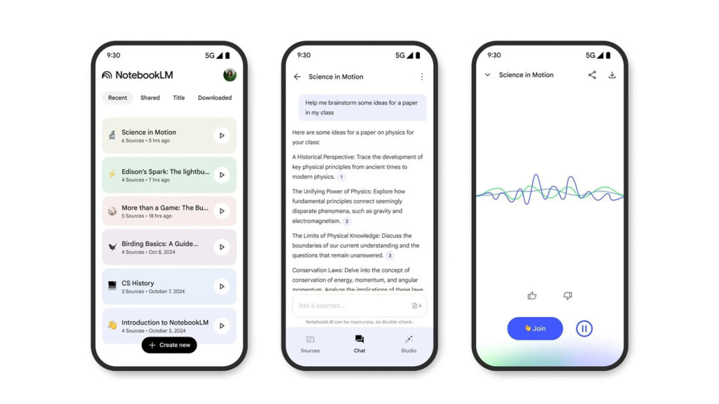 App NotebookLM per smartphone con panoramiche audio offline e funzioni IA avanzate