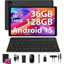 ⭕️PIXPEAK Tablet 10 Pulgadas 4G LTE y 5G WiFi, Android 15.0 Octa-Core 2.0GHz, 36GB RAM, 128GB ROM(1TB Expandible), 1920 * 1200FHD, 13MP+8MP, Tablet con Teclado etc, GPS/Bluetooth, Negro