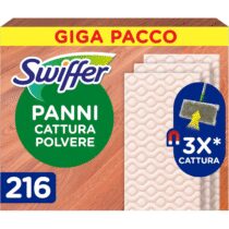 ⭕️Swiffer Panni Cattura Polvere, 216 Panni Microfibra Dry, Cattura Polvere e Sporco, Ottimo per Tutti i Tipi di Pavimenti e per i Peli di Animali, Giga Formato