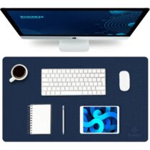 ⭕️K KNODEL Tappetino Scrivania, Sottomano Scrivania, 60cm x 35cm in Similpelle PVC, Tappetino per Laptop, Copri Scrivania, Doppia Facciata (Blu scuro)