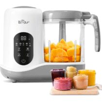 ⭕️Bear Produttore aliment Cuocipappa Multifunzione,Mixer multifunzionale 7 in 1 per Bébé,Cottura e tritatura automatica,Funzione autopulente,Controllo touchscreen