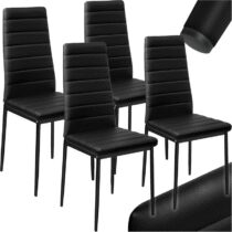 ⭕️TecTake® Set 4 Sedie Sala da Pranzo in Pelle Sintetica, Sedie da Cucina Eleganti e Comode, Sedie Sala da Pranzo Moderne Stabili e Robuste, Sedie da Pranzo Versatili - Nero