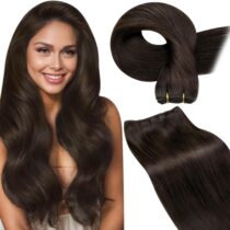 ⭕️LaaVoo Extension Capelli Veri Tessitura 100g 55cm Castano Scuro Extension Tessitura Capelli Umani Lunghi Lisci Matassa Capelli Veri Tessitura Remy #2
