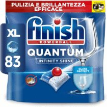 ⭕️Finish Quantum Infinity Shine Pastiglie Lavastoviglie, 83 Capsule Lavastoviglie, Pastiglie per Lavastoviglie per una Pulizia Profonda e Stoviglie Brillanti