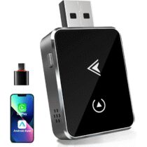 ⭕️Adattatore Wireless 2-in-1 per CarPlay & Android Auto – Upgrade 2025, Adattatore USB/Type-C senza fili, Connessione Veloce e Stabile senza Ritardi, Compatibile con iOS 10+ e Android 11+