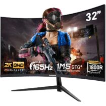 ⭕️Gawfolk schermo PC da 32 pollici, 2K WQHD (2560×1440P), Monitor da gioco curvo a 165 Hz, 1ms, 100% sRGB, grandangolo 178°, HDMI、DisplayPort, Compatibile con VESA100*100MM montato a parete-Nero
