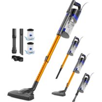 ⭕️VACTechPro 60KPa/680W/7M Aspirapolvere con Filo, Aspirapolvere con 800ml Pattumiera, Scopa Elettrica con Filo con Design a Doppia Maniglia, Scopa Elettrica con Filo Potente per Pavimenti, Arancione