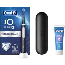 ⭕️Oral-B Spazzolino Elettrico Ricaricabile iO 3 Nero, 1 Spazzolino Elettrico, 1 Testina Di Ricambio, Custodia Da Viaggio + Dentifricio Oral-B Pro-Expert Sbiancante Delicato, Pulizia Denti