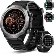 ⭕️Smartwatch Uomo Donna con Effettua o Risposta Chiamate, 1.39" Militare Orologio Smartwatch, Sonno Cardiofrequenzimetro, 110+ Modalità Sportive Fitness Tracker, IP68 Smart Watch per Android iOS, Nero