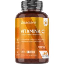 ⭕️Vitamina C 1000mg Vegana con Rosa Canina, 180 Compresse, 1 Sola al Giorno (6 Mesi di Fornitura), Integratore Vitamina C, Acido Ascorbico e Bioflavonoidi da Citrus Aurantium, Senza Magnesio Stearato