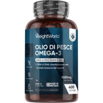 ⭕️Omega 3 Olio di Pesce, 400 Softgel, (Fornitura 1+ Anno), 1 Softgel al Giorno, Omega3 Fonte di Acidi Grassi Essenziali, EPA e DHA Contribuiscono alla Normale Funzione del Cuore (EFSA), Fish Oil 1000mg