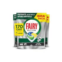 ⭕️Fairy Platinum Detersivo Pastiglie Lavastoviglie Brillantante, 170 Capsule Lavastoviglie, Limone, Con Sistema Di Prelavaggio Integrato, Efficace Nelle Sfide Difficili Contro Lo Sporco