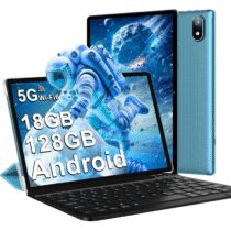 ⭕️DMOAO Tablet 10 Pollici Android 14 con 18 GB RAM + 128 GB ROM(TF 1TB), FHD Tablet con 5G Wi-Fi 6, Widevine L1, Octa-Core, USB-C, BT 5.0, 6000 mAh, Tastiera + Mouse + Custodia, Blu