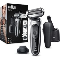 ⭕️Braun Series 7, Rasoio Elettrico Barba, Custodia da Viaggio, con Testa e Lame Flessibili, Base di Ricarica, Idea Regalo, 70-S7200cc Grigio