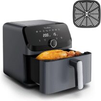 ⭕️Moulinex Easy Fry Mega, Friggitrice ad Aria Versatile 7,5L/2kg per 8 Persone, 1700-2020W, Capacità Extra-Large, 9 Programmi di Cottura, Esperienza Personalizzata con My Moulinex, Colore Grigio, EZ855B