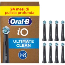 ⭕️Oral-B iO Ultimate Clean Testine Spazzolino Elettrico, Confezione da 8 Testine di Ricambio Nere, Rimuove il 100% della Placca, Progettate per il tuo Oral-B iO, Adatto alla Buca delle Lettere