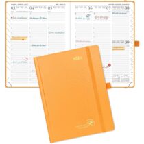 ⭕️POPRUN Agenda 2026 Settimanale Verticale 22 x 16,5 cm, Copertina Rigida, Weekly Planner 2026 con Tag Mensili, Carta Spessa da 100 GSM, Arancione