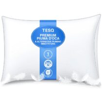 ⭕️Cuscini in piuma di lusso TESQ 50x70 cm con triplo strato di comfort, cuscini letto igienico di alta qualità, imbottitura soffice e morbida al 100%, Antiacaro, Anallergico, Traspirante