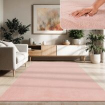⭕️Paco Home Tappeto Moderno e Morbido per Soggiorno a Pelo Corto Lavabile Fluffy Uni Effetto Pelliccia Senza Tempo Elegante Antiscivolo Facile da Pulire, Dimensione:140x200 cm, Colore:Rosa
