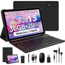 ⭕️WOREGOO 11 Pollici Android 15 Tablet, 5G WiFi, Tablet in Offerta Octa-Core, 36GB RAM+256GB ROM (1TB TF), Display 2000x1200 FHD, Widevine L1/8+13MP/8000mAh/GMS/GPS, con Tastiera+Mouse (Nero)