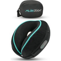 ⭕️FLOWZOOM Dream Cuscino Cervicale da Viaggio in Schiuma Memory – Cuscino per Aereo e Auto, Regolabile con Lati Rialzati per Maggiore Supporto, Fodera Vellutata Lavabile e Sacchetto in Rete – Nero