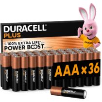 ⭕️DURACELL Batterie Plus AAA (Confezione da 36) – Batterie Alcaline da 1,5 V – Fino al 100% di durata extra con Attivi POWER BOOST – Affidabilità per i dispositivi di utilizzo quotidiano - MN2400