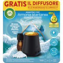 ⭕️Airwick Armonia Istantanea Profumatore per Ambienti, Confezione con 1 Diffusore di Oli Essenziali e 1 Ricarica alla Fragranza Brezza Oceanica per Diffusore di Oli Essenziali