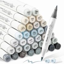 ⭕️Ohuhu Pennarelli alcolici punta a pennello tono grigio - Set di pennarelli artistici a base di alcol a doppia punta per artisti adulti Colorazione Illustrazione Shading - 36 colori