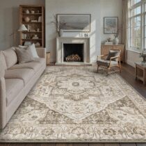 ⭕️HUGEAR Vintage Tappeto Salotto Marrone Tappeti 240x300cm Soggiorno Antiscivolo Lavabile in Lavatrice Tapette Camera da Letto Sala Ufficio Bambina Bambino Pelo Corto Grande Carpet