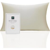 ⭕️Federa per cuscino in seta 100% seta 22 momme certificata Oeko-TEX®, benefici per capelli e pelle, anti età, anti acaro (beige, 40 x 60 cm)