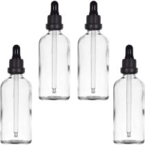 ⭕️YIZHAO Trasparente Bottiglie Contagocce Vetro 100ml, con Pipette Contagocce Vetro,per Oli Essenziali, Aromaterapia, Laboratorio, Fragranze, Cosmetici, Viaggio - 4 Pcs
