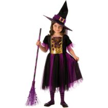 ⭕️Rubies Costume Strega Magico per bambina, Vestito viola e dorato e capello, Ufficiale, Stregas, Witches per Feste e Cosplay