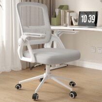 ⭕️naspaluro Sedia da Ufficio Scrivania Ergonomica, Con Braccioli Pieghevoli, Altezza Regolabile, Seduta e Schienale in Rete Respirante, Girevole con Ruote, Funzione Oscillante Grigio