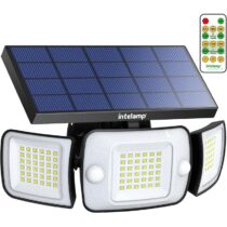 ⭕️INTELAMP Luce Solare LED Esterno, 108LED Faretto LED da Esterno con Sensore di Movimento, 6000mAh Lampada Solare da Esterno 6500K, 4 Modalità Luci Solari Esterno Ricaricabile per Giardino