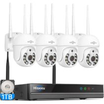 ⭕️Hiseeu 5MP Kit Videosorveglianza Senza fili PTZ WiFi Esterno, 5MP NVR con 1TB HDD e 4X5MP PTZ Telecamera IP,Visione Notturna a Colori, Rilevamento del Movimento, Audio Bidirezionale,Remoto Vista