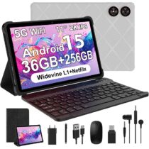 ⭕️WOREGOO 11 Pollici Android 15 Tablet, 5G WiFi, Tablet in Offerta Octa-Core, 36GB RAM+256GB ROM (1TB TF), Display 2000x1200 FHD, Widevine L1/8+13MP/8000mAh/GMS/GPS, con Tastiera+Mouse (Grigio)