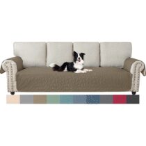 ⭕️Ystyle Copridivano 4 Posti Con Braccioli, Copri Divano Antigraffio Per Gatto Cani, Copridivano Impermeabile Per Animali, Copridivani Senza Schienale, Copri Divani Trapuntato, Caffè Chiaro