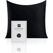 ⭕️Federa per cuscino al 100% in seta da 22 momme, certificata Oeko-TEX®, benefica per i capelli e per la pelle, anti età e antiacaro, 40 x 40 cm (nero)