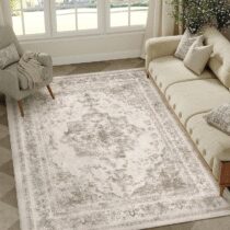 ⭕️HUGEAR Vintage Tappeto Salotto Beige Tappeti 120x180cm Soggiorno Antiscivolo Lavabile in Lavatrice Tapette Camera da Letto Sala Ufficio Bambina Bambino Pelo Corto Grande Carpet