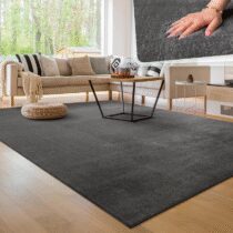 ⭕️Paco Home Tappeto Moderno e Morbido per Soggiorno a Pelo Corto Lavabile Fluffy Uni Effetto Pelliccia Senza Tempo Elegante Antiscivolo Facile da Pulire, Dimensione:140x200 cm, Colore:Antracite