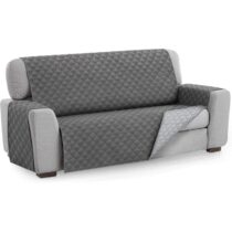 ⭕️Textilhome Copridivano Malu 4 Posti (200cm) – Salvadivano Trapuntato Reversibile Universale, Protezione Antigraffio, Fodera Imbottita per Divano, Colore Grey