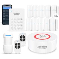 ⭕️AGSHOME Allarme Casa Senza Fili 15 Pezzi, Sistema Allarme Casa Fai da Te con Wi-Fi & Notifiche App, Include Sirena, 10 Sensori, 2 Telecomandi, 1 Sensore di Movimento, 1 Tastiera, Compatibile con Alexa