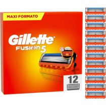 ⭕️Gillette Fusion5 12 Lamette di Ricambio per Rasoio, Con Striscia lubrificante per una Scorrevolezza Fluida e 5 Lame per una Rasatura Profonda e Duratura, Lamette Rasoio Barba Gillette