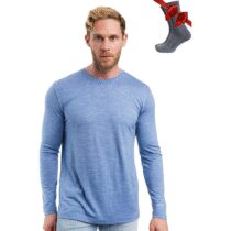 ⭕️Merino.tech Maglia Termica Lana Merino Uomo - 100% Intimo Termico Lana Merino Uomo Leggero, Medio, Pesante con Calzini