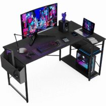 ⭕️BEXEVUE Scrivania ad Angolo Computer - 100x70 cm Scrivania a Forma L Ripiani Portaoggetti, Tavolino Angolare Reversibile, Scrivania Gaming Gamer Informatica, Studio Gioco Lavoro Casa Camera da Letto