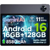 ⭕️DOOGEE U11 Tablet Android 16, Tablet 11 Pollici, 16GB RAM + 128GB ROM/2TB TF, 8580Amh, 7.9mm Thin, T7200 Octa-core, 90Hz 13MP, Gemini AI, Support Face Unlock/GPS/Grigio