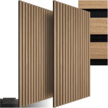 ⭕️TecTake® Set di 2 Pannelli Acustici Effetto Legno, Pannelli Fonoassorbenti Decorativi per Pareti, Pannelli Fonoassorbenti Soffitto, Pannelli Murali, Design Moderno - Rovere Chiaro